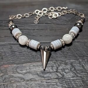 Hillberg And Berk Sterling Silver Blue Lace Agate And Swarovski Crystal